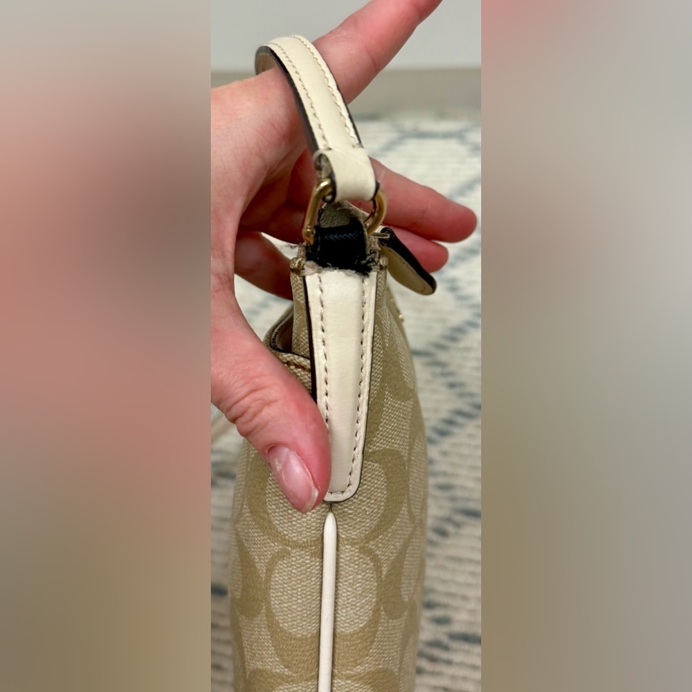 COACH Signature Beige/White Monogram Logo North South Adjust. Strap Crossbody - Picture 4 of 16